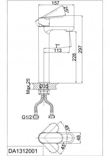 Смеситель для раковины высокий D&K Rhein Speyer (DA1312001) фото 5