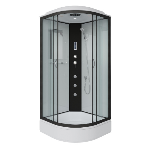 Душевая кабина Niagara NG-6703-14F (800х800х2150) средний поддон(26см) стекло ПРОЗРАЧНОЕ черные профиля 4 места