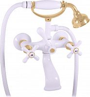 MK359.5/2BZ MORAVA RETRO - смеситель классический для ванны с душем, ЦВЕТ БЕЛЫЙ ГЛЯНЦЕВЫЙ/ЗОЛОТО RAV Slezak