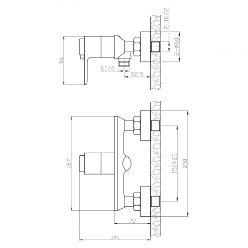 Смеситель Rossinka для душа термостатический (RS50-41) фото 2