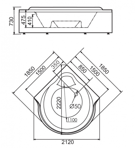 Акриловая ванна Gemy G9088 O фото 6