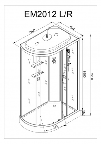 Душевая кабина AvaCan EM2012 R LED фото 19