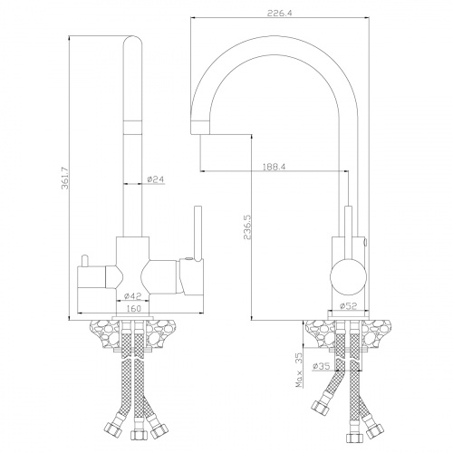 Смеситель для кухонной мойки Rossinka Z (Z35-28) фото 2
