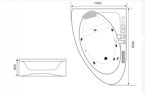 Гидромассажная ванна Black & White Galaxy GB5008 160х100 L фото 6
