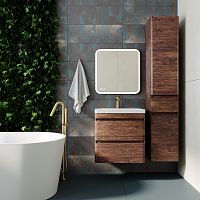 Тумба подвесная STYLE LINE "Атлантика 60", Люкс старое дерево, PLUS с раковиной Атлантик 60