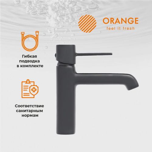 Смеситель для раковины Orange Karl M05-021b черный фото 10