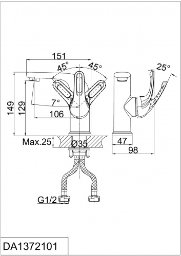 Смеситель для раковины D&K Rhein Eucharius (DA1372101) фото 7
