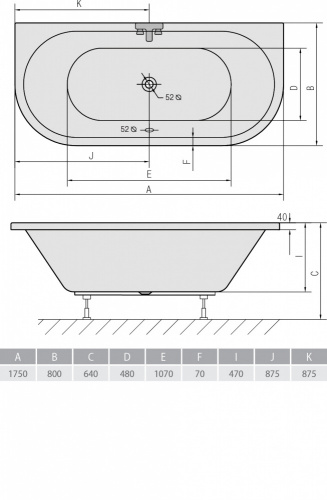 Акриловая ванна ALPEN Viva B 175 фото 3