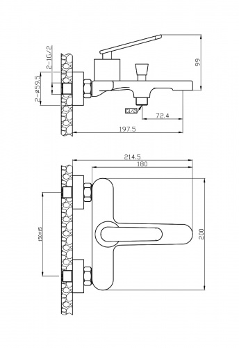 Смеситель для ванны/душа Agger Beauty A2610000 фото 2