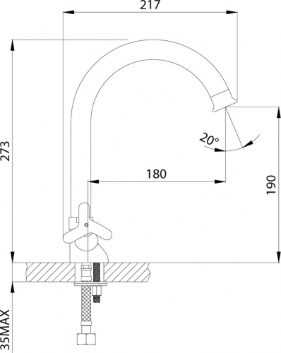 Смеситель для кухонной мойки Rossinka RS40 (RS40-72) фото 2