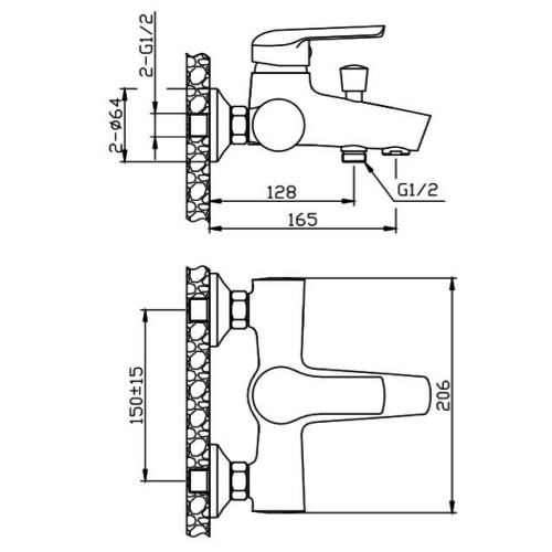 Смеситель для ванны/душа Orange Tony M54-100gr графит фото 3