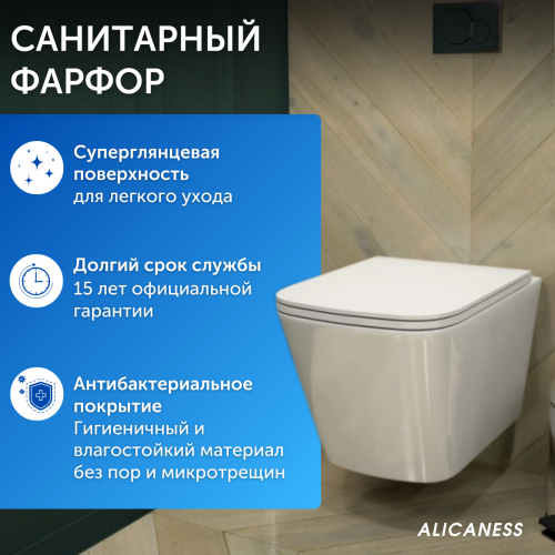 Унитаз подвесной Alicaness Juse V P1009 безободковый,сиденье микролифт фото 4