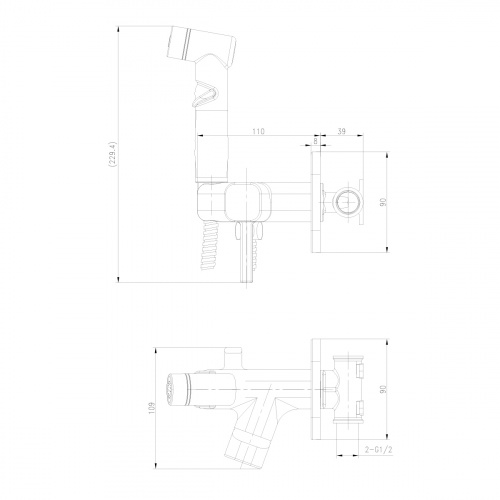 Смеситель Lemark Solo с гигиеническим душем, встраиваемый (LM7165BL) фото 2