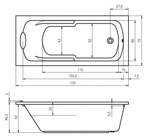 Ванна акриловая Virgo фото 2
