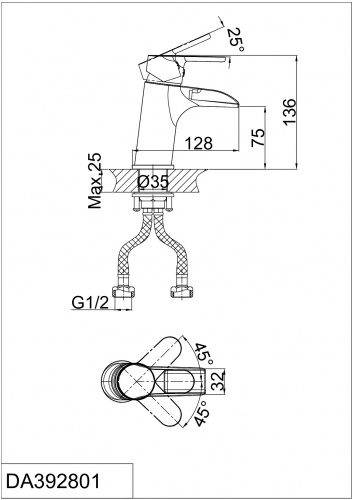 Смеситель для раковины D&K Rhein Marx (DA1392801) фото 2