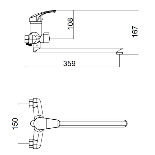 OneLife P11-211cr полимерный смеситель для ванны/душа, хром фото 2