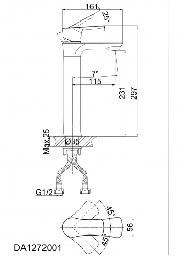 Смеситель для раковины высокий D&K Rhein Reisling (DA1272001) фото 2