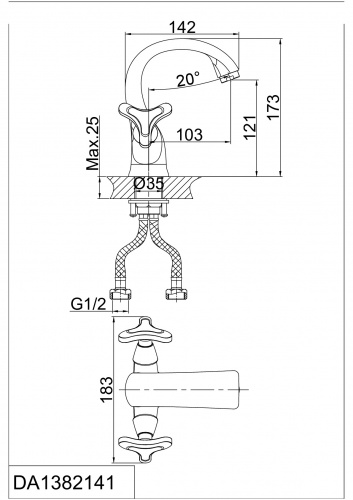 Смеситель для раковины D&K Hessen Goethe (DA1382141) фото 5