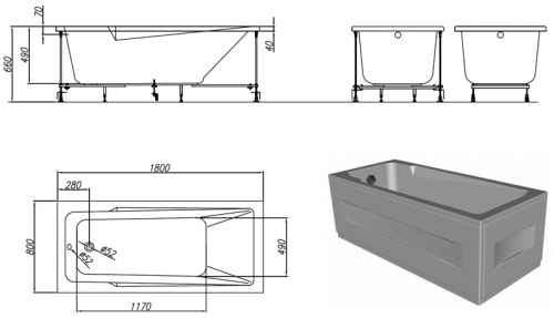Ванна акриловая Kolpa San Armida 180х80 фото 3