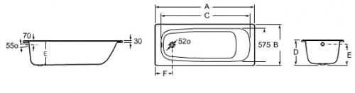 Стальная ванна Roca Contesa (160x70) фото 2