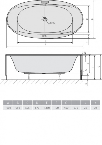 Акриловая ванна ALPEN Stadium W 190 фото 2
