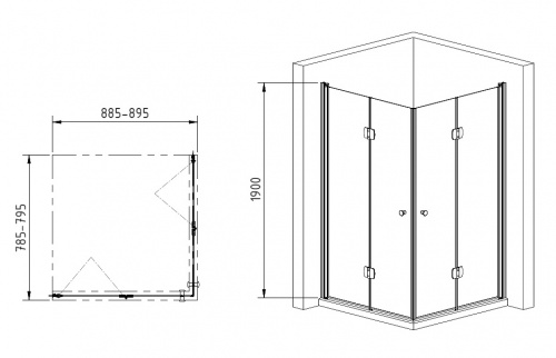 Душевой уголок Gemy Dutch Windmill S37193C-S37193B фото 4