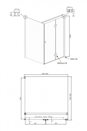 Душевое ограждение Ambassador Diamond 12011105R (900x900x2000), 1 место фото 10