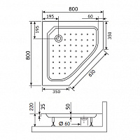 Душевой поддон трапеция RGW STYLE-TR Белый 800x800