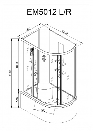 Душевая кабина AvaCan EM5012 N L LED фото 20