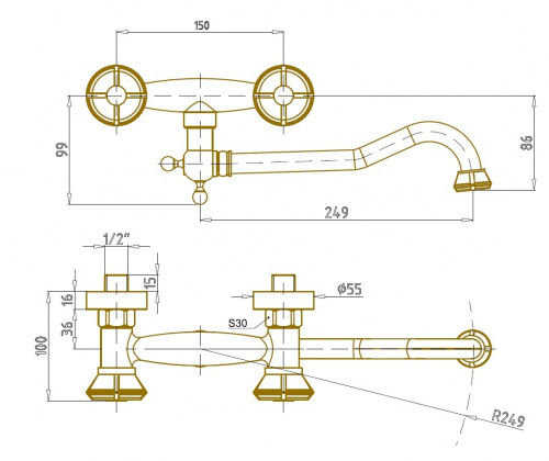 Смеситель для душа Bronze de Luxe ROYAL (10119D) фото 2