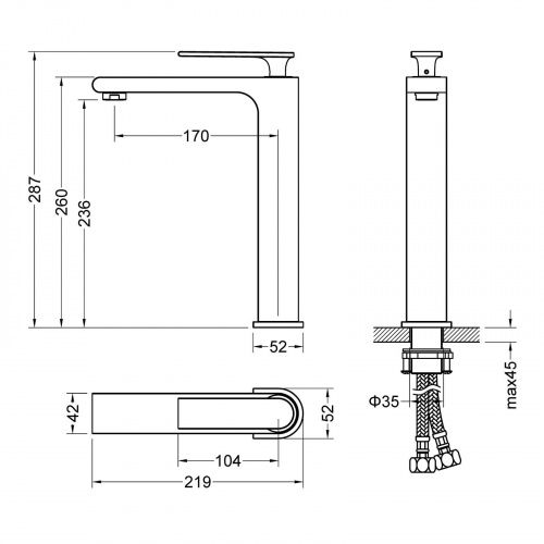 Смеситель для раковины-чаши Timo Anni (2711/03F) черный фото 6