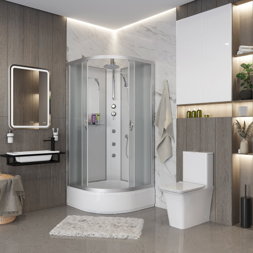 Душевая кабина Niagara NG-3302-14BKTG (1000х1000х2100-2400) средний поддон(26см) стекло МАТОВОЕ 4 места фото 3