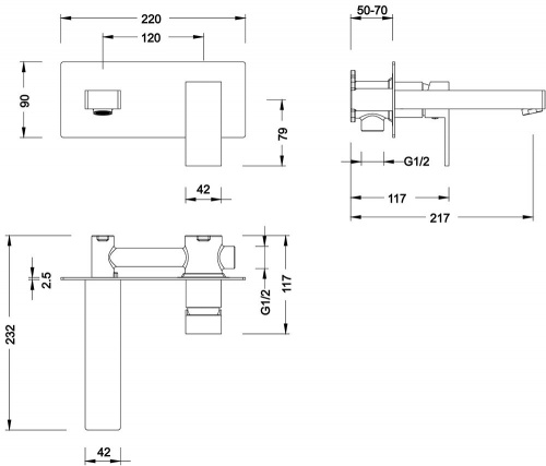 Смеситель для раковины встроенный Timo Selene черный (2071/03SM) фото 6