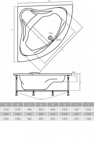 Акриловая ванна ALPEN Rumina 135 фото 3