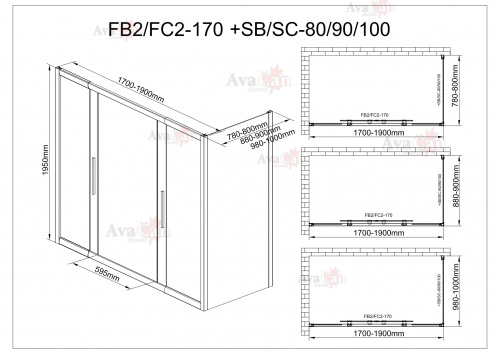 Душевой уголок AvaCan FC2 170-190 + SC 80 MT фото 7