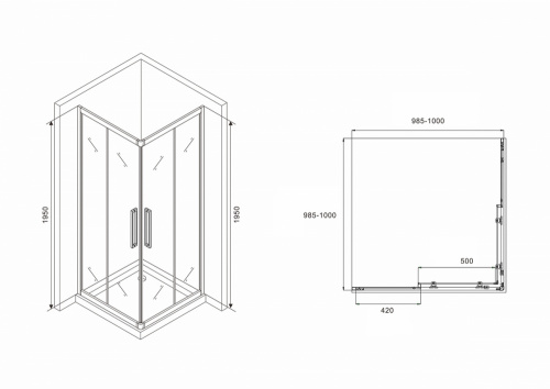 Душевой уголок ABBER Schwarzer Diamant AG02100BH фото 6