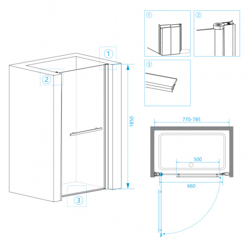 Душевая дверь RGW PA-03 Прозрачное 800 фото 2