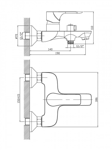 Смеситель для ванны/душа Orange Aristo M19-100b черный фото 2