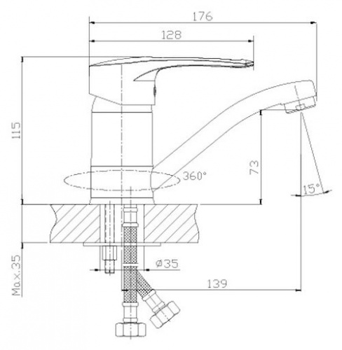 Смеситель для раковины Rossinka T (T40-22) фото 2