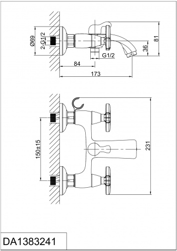 Смеситель для ванны D&K Hessen Goethe (DA1383241) фото 2