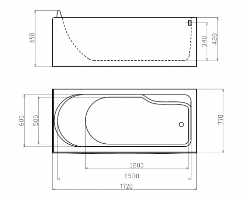 Акриловая ванна Gemy G9006-1.7 B R фото 6