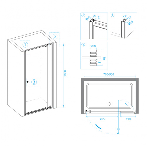 Душевая дверь RGW PA-02 Прозрачное 800 фото 4
