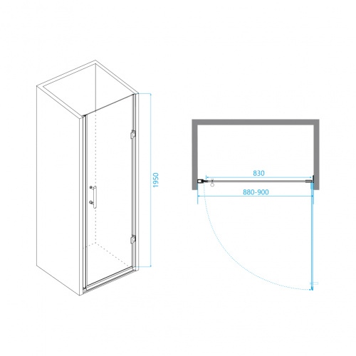 Душевая дверь RGW PA-06B Прозрачное 900 фото 2