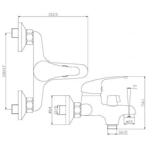 Смеситель для ванны Rossinka Y (Y35-30) фото 2