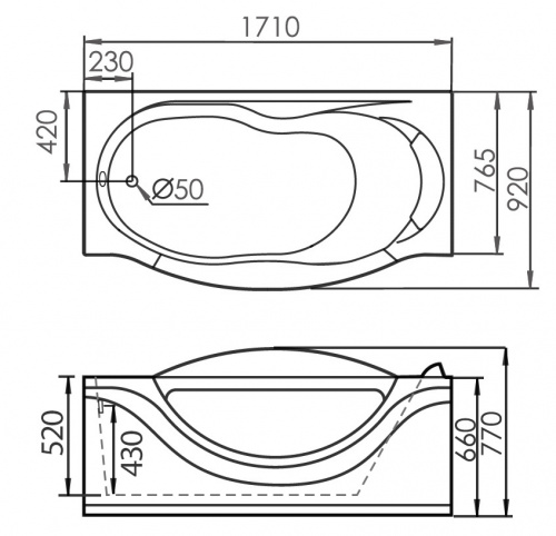 Акриловая ванна Gemy G9072 B L фото 5