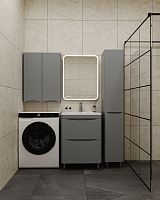 Тумба напольная STYLELINE "Бергамо мини 60" (2 ящ.) Люкс антискрейтч серый, PLUS с раковиной Каре Люкс МИНИ 600х350