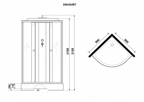 Душевая кабина Niagara Eco E90/26/MT фото 2