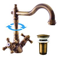 MK321.5/8SM MORAVA RETRO - смеситель для умывальника, CLICK-CLACK, ЦВЕТ БРОНЗА RAV Slezak