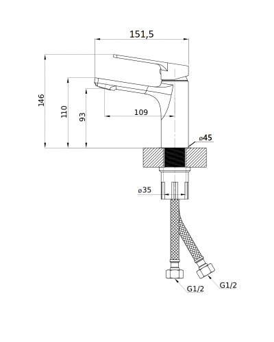Orange FLAT M12-021cr Смеситель для раковины фото 2