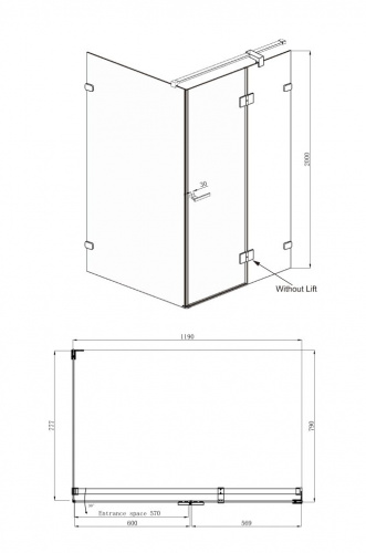 Душевое ограждение Ambassador Abner 10011103R (1200x800x2000), 1 место фото 10